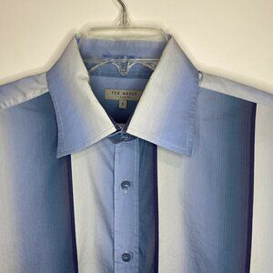 Ted Baker Men's Sz 5 (Large) Long-sleeve Button Down Shirt Blue Ombré Striped